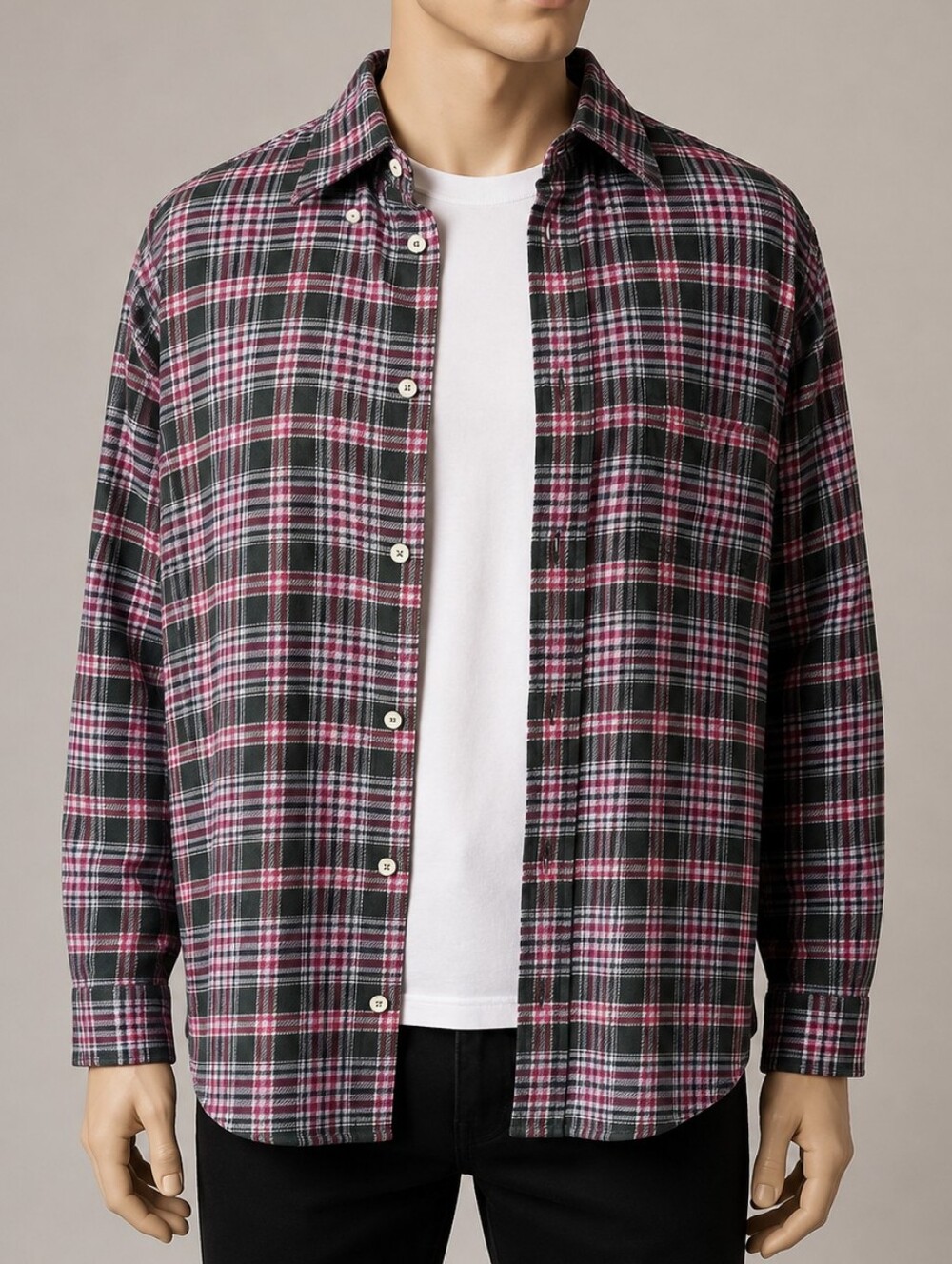 Bogner Plaid Button Down Cotton Flannel Shirt, Size EU 42
